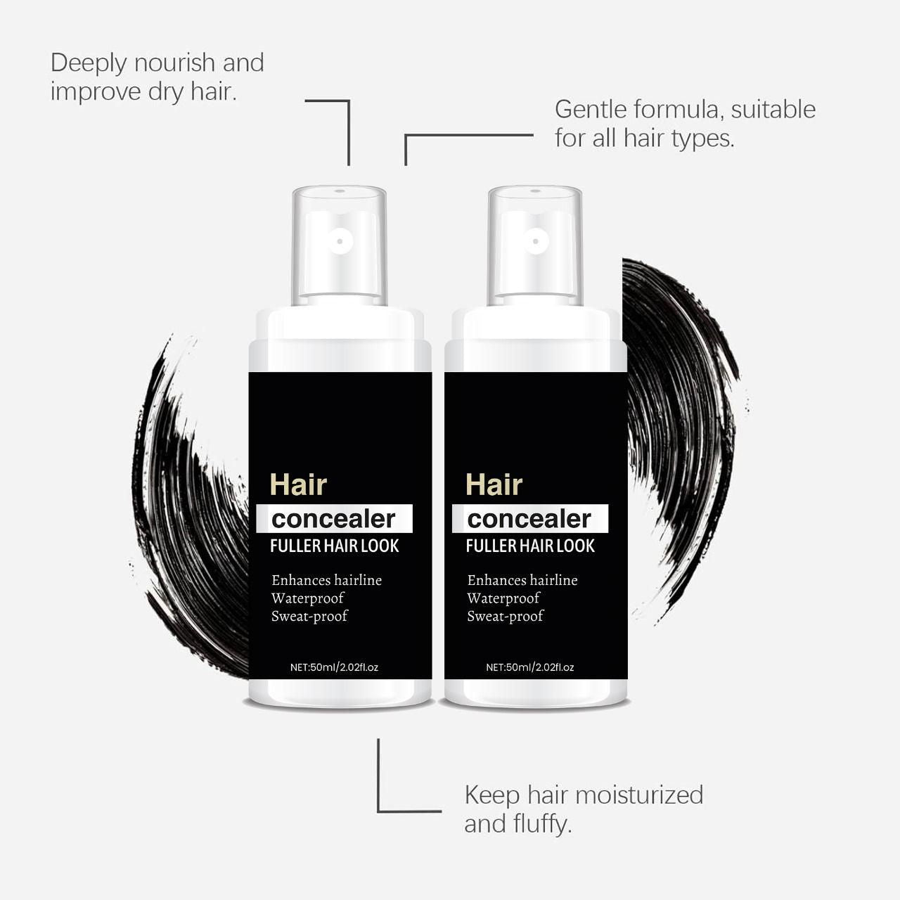 Hair Concealer - Waterproof & Sweat-Proof Powder for Fuller Hair Look - Natural Hairline Enhancer with Long-Lasting Coverage - Instant Hair Thickening Solution