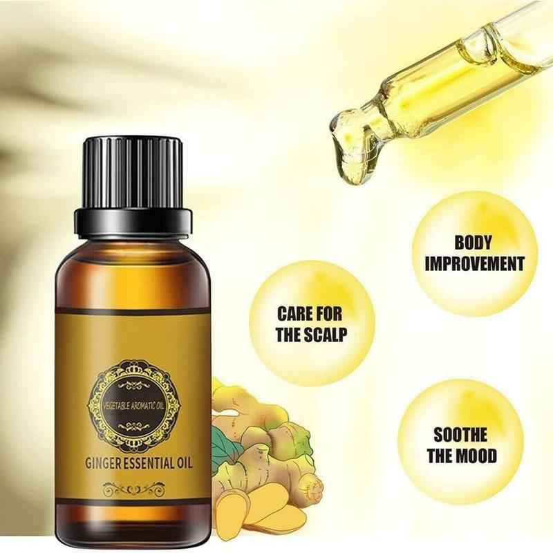 Donnara Organics Belly Drainage Ginger Oil,Tummy Ginger Oil, Ginger Oil Lymphatic Drainage Massage, Body Massage Organic Ginger Essential Oil Pack of 2 of 30 ML(60 ML)